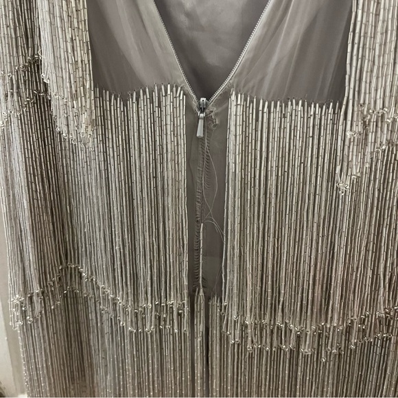 Alyce Paris Silver Beaded Fringe Formal Mini Dress | size 2 - Picture 5 of 9